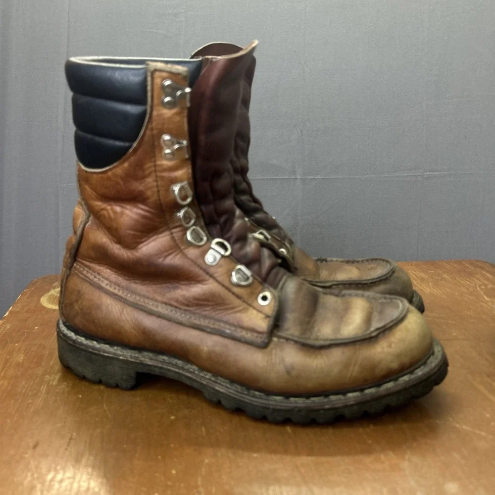 70s Browning Hunting Boots Vintage Made in USA lace up Lug Vibram sole 10-11 B